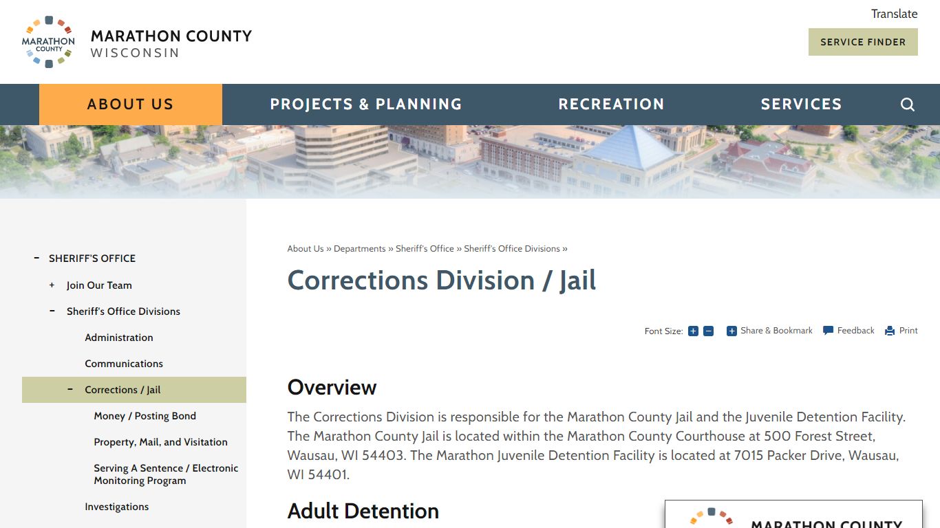 Corrections Division / Jail | Marathon County, WI